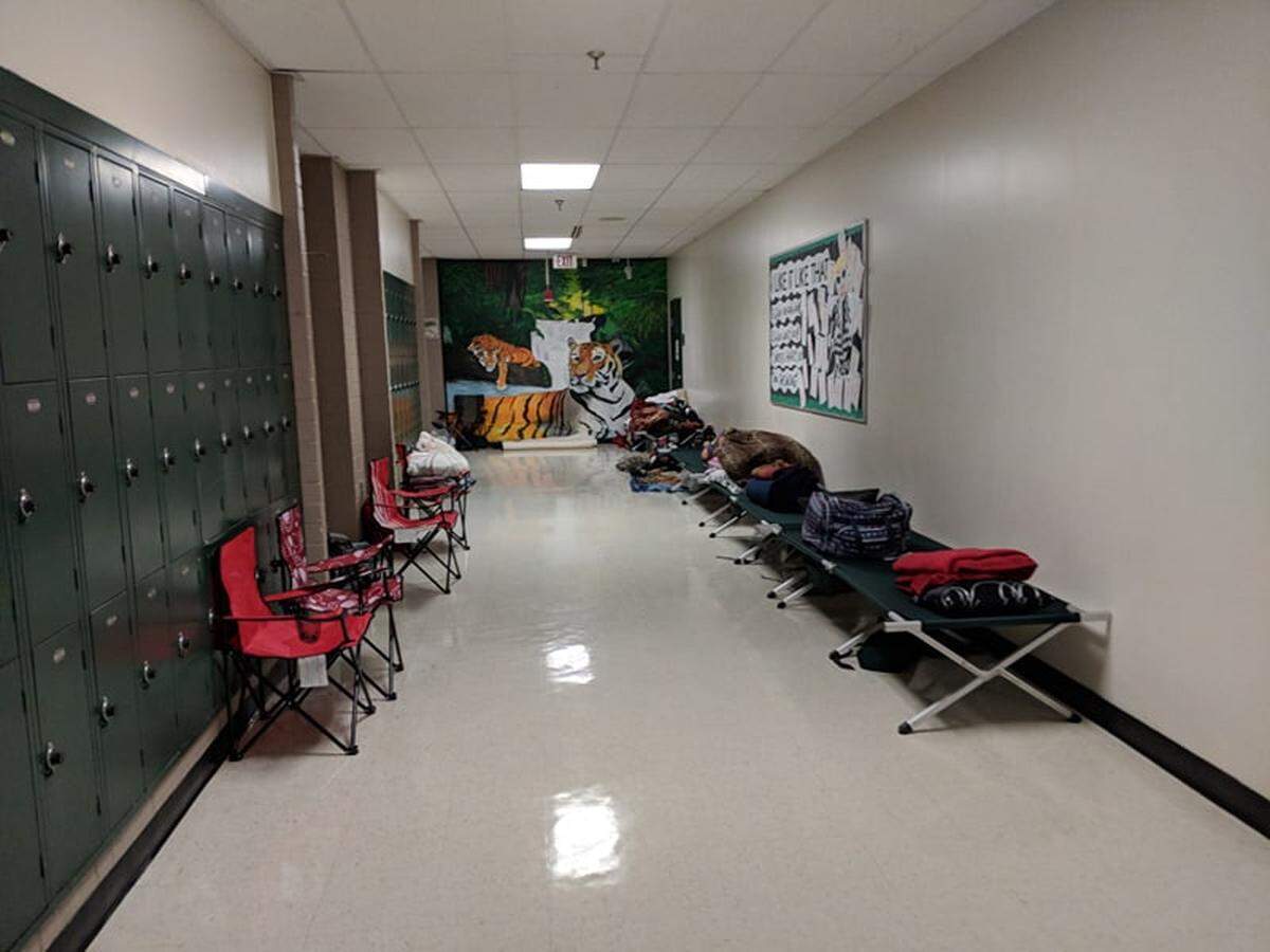 Where people will be sleeping as Hurricane Florence moves into the area.