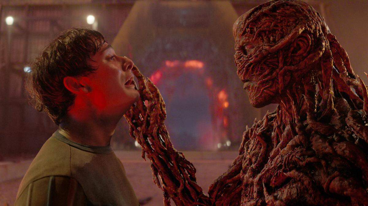 Noah Schnapp, left, as Will Byers and Jamie Campbell Bower as Vecna in Season 5 of "Stranger Things." (Netflix/TNS)