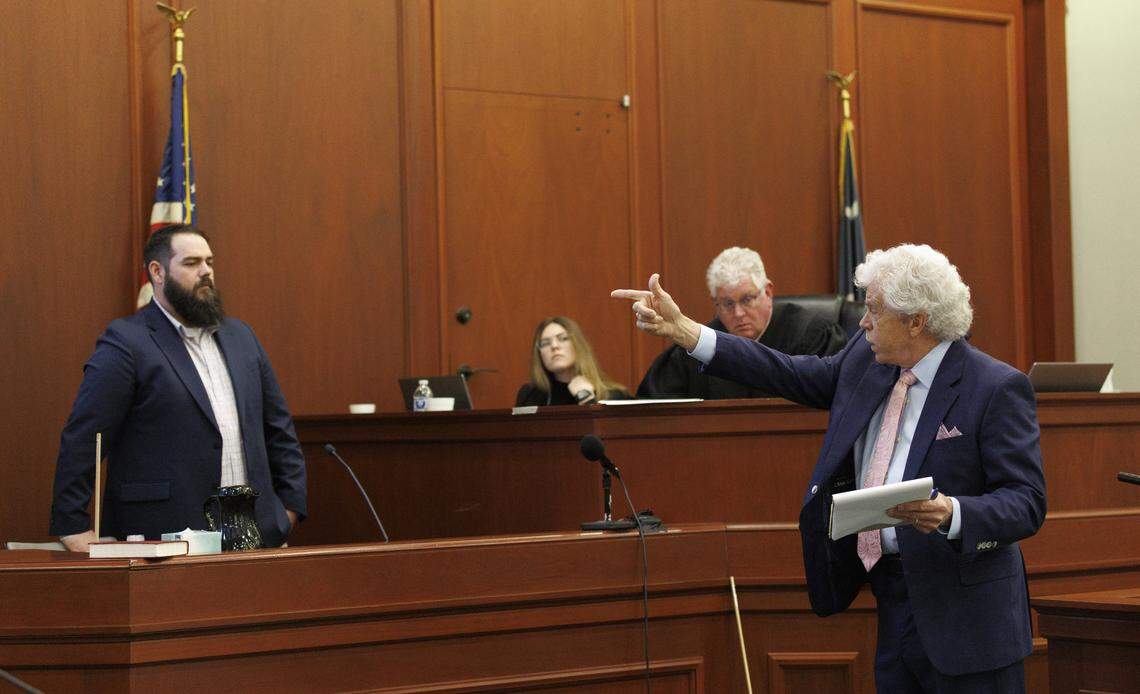 Attorney Morgan Martin questions his client, Kenneth “Bradley” Williams, about the moment that he says Scott Spivey pointing a gun at him. Day 4 of a Stand Your Ground hearing. The hearing is being held for Weldon Boyd, owner of Buoys on the Boulevard, and Williams in the shooting death of Scott Spivey. Boyd and Williams have been named in a wrongful death lawsuit by the Spivey family in his shooting death nearly three years ago. The hearing will determine if the pair are granted immunity under South Carolina’s Stand Your Ground law. 