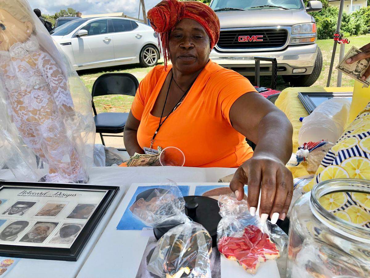 Beverly Hill, owner of Creative Cakery and More, showed her cookies. Food vendors served up delicious flavors at the Atlantic Beach Gullah Geechee Festival. June 24, 2023.