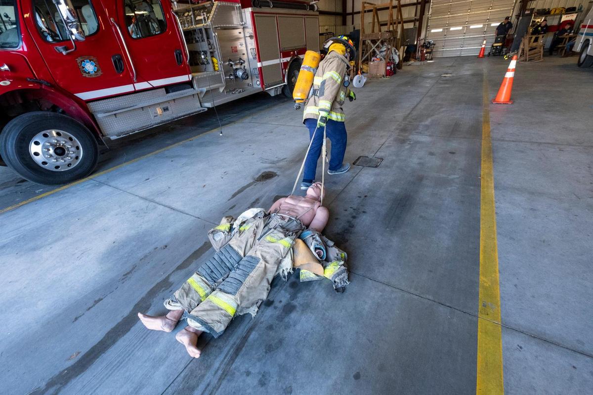 A new Georgetown County Firefighter recruit is tested at the station. Staffing shortages at Georgetown County Fire have resulted in only having one firefighter per station or truck, well below national safety standards. February 7, 2020.