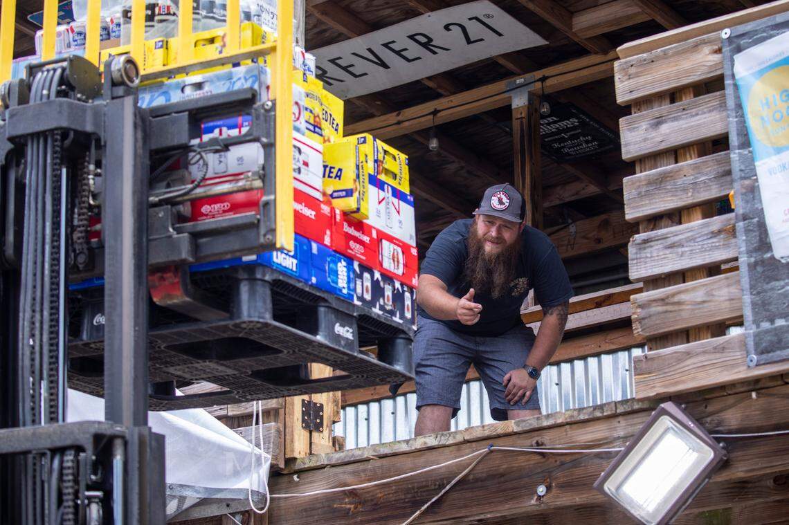Bars and vendors are making final preparations today for the Myrtle Beach Bike Week 2023 Spring Rally which is expected to bring up to 300,000 bikers to the Grand Strand from May 12 through 21, 2023. Murrells Inlet bars are a population destination for riders. May 11, 2023.