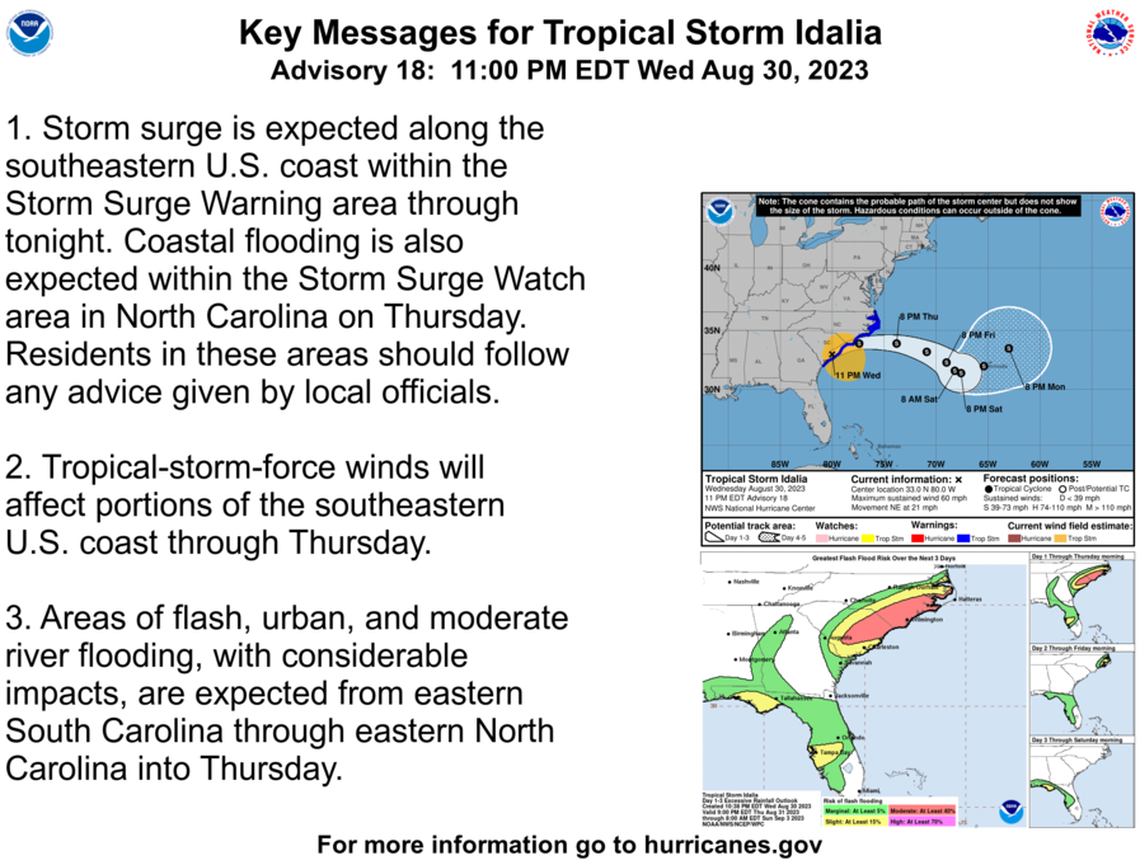 National Hurricane Center releases 11 p.m. update on Wednesday, Aug. 30.