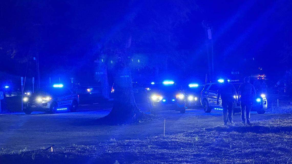 Horry County Police officers respond to a shooting on Watson Avenue in Little River on May 25, 2025.