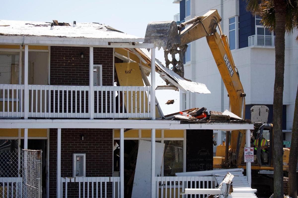 The Sea Nymph motel at 601 North Ocean Boulevard was demolished on Monday as part of a downtown redevelopment plan. The motel, built in the 1960s, had been the site of hundreds of complaints to the police in recent years. Myrtle Beach, S.C. April 11, 2022.