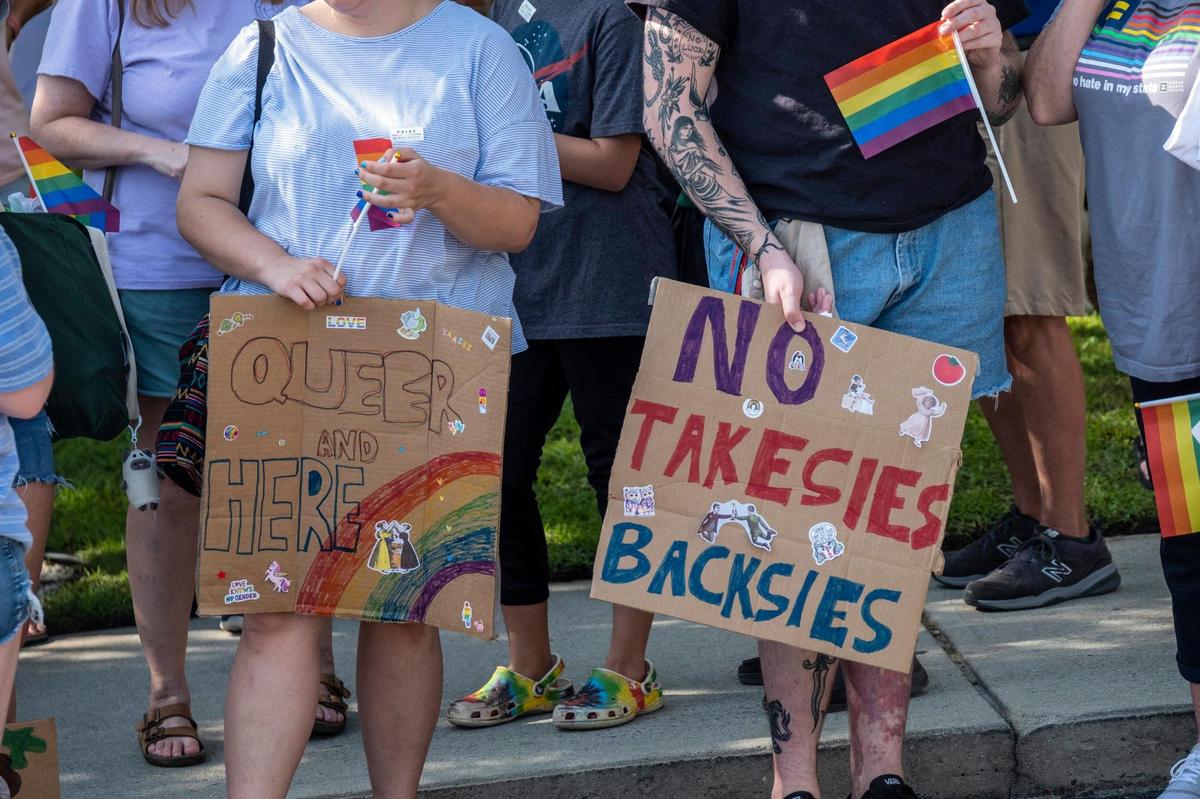 A protest was organized outside the Horry County Government and Justice Center by Grand Strand PRIDE to dispute Horry Council’s decision to rescind their earlier designation of the month of June as “PRIDE month.” Members spoke to the media outside as council heard arguments to reinstate the PRIDE month designation in council chambers. June 21, 2022.