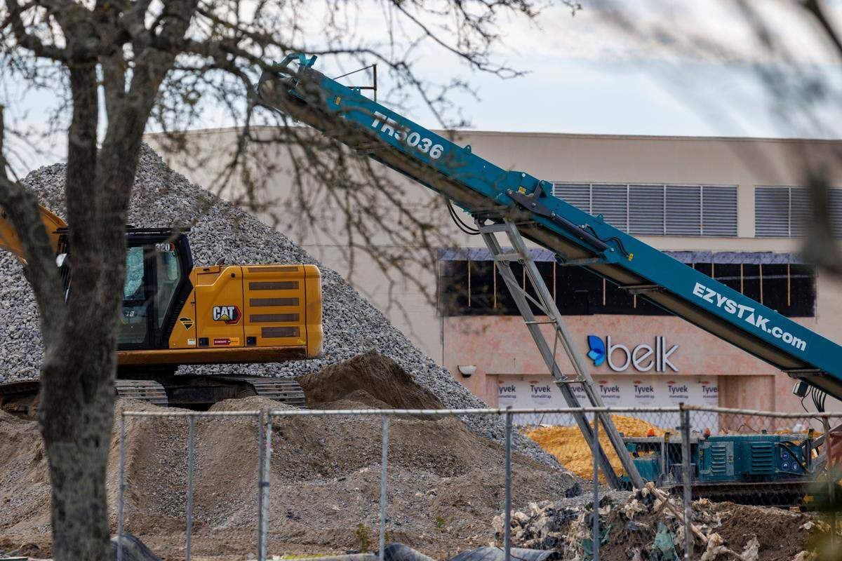 The Inlet Square Mall re-development project in Murrells Inlet continues. A representative for Paramount Development Corporation said the demolition will be completed in the next few weeks. Home2Suites by Hilton plans to open near the Belk store at the mall, along with a Hobby Lobby replacing the former JCPenney. The only businesses currently open on the property are Belk and Planet Fitness. Friday, March 7, 2025.