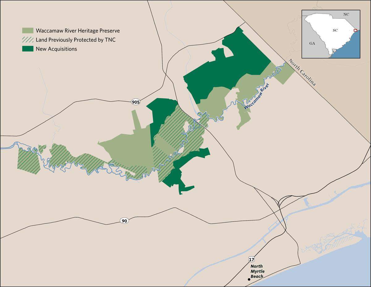 The Nature Conservancy South Carolina acquired over 4,600 acres of land in Horry County with plans to add 4,025 acres to the Waccamaw River Heritage Preserve.