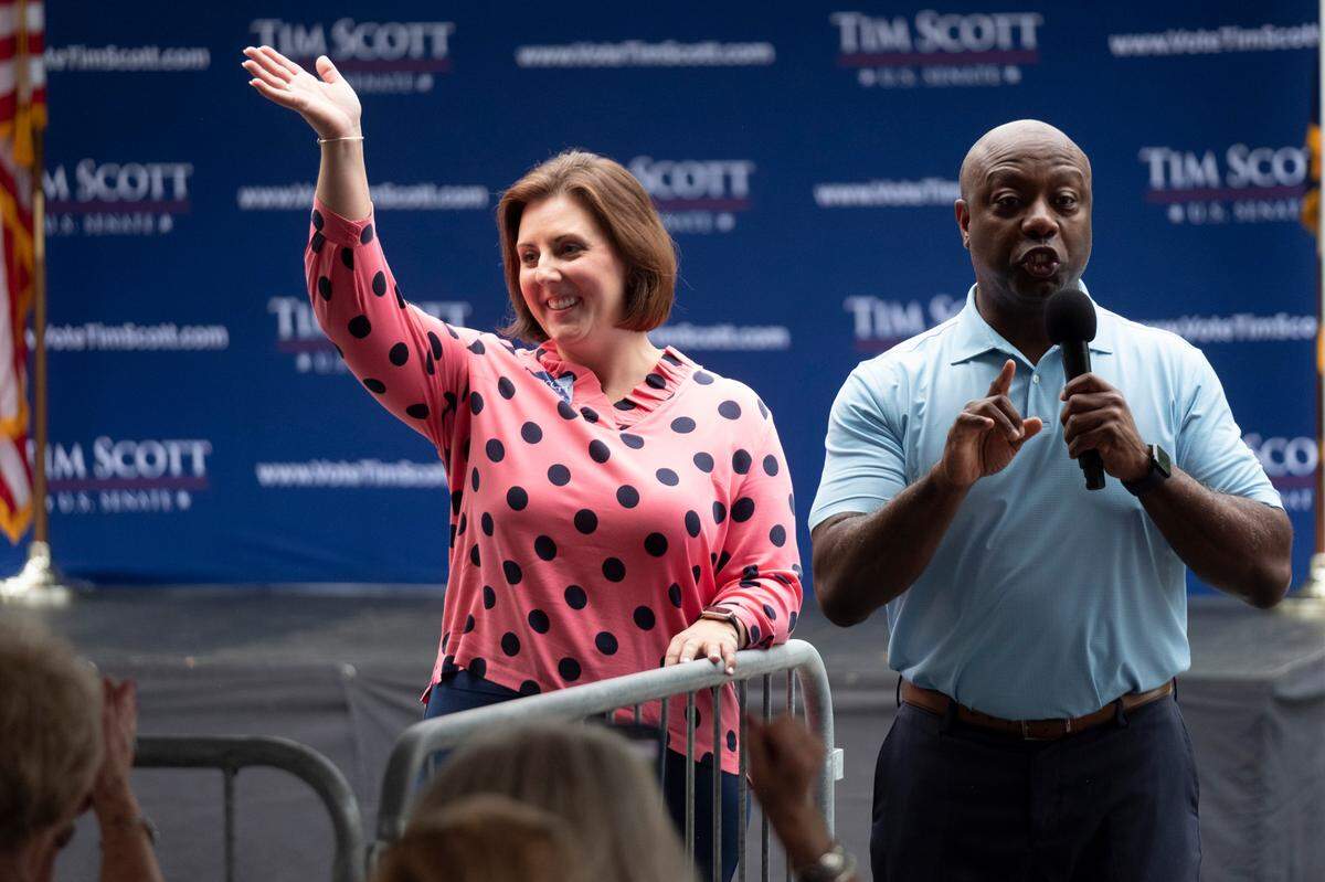 United States Senator Tim Scott, R-S.C., kicked off his re-election campaigned along side S.C. Representative Russell Fry, Surfside Beach and Ellen Weaver, candidate for S.C. Superintendent of Education. Sept. 9, 2022.