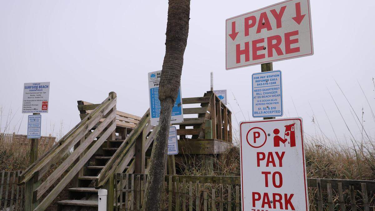 Parking signs in Surfside Beach.