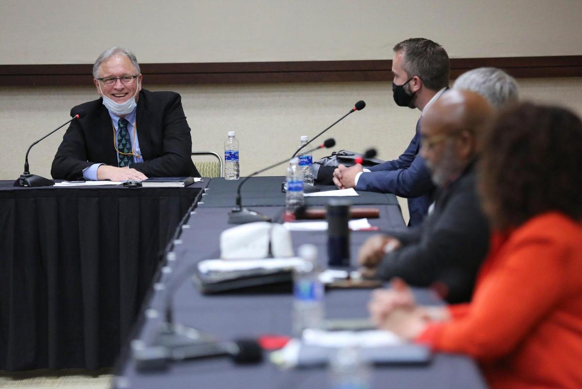 City Manager John Pedersen bids farewell to the Myrtle Beach City Council following a special council meeting on Thursday in which the members voted to begin negotiating a contract with current Deputy City Manager Jonathan “Fox” Simons.. December 17, 2020.