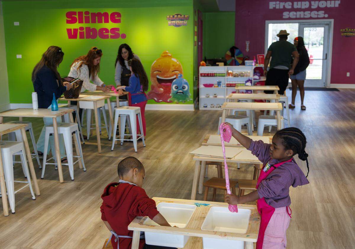 Slime Kitchen has opened at Broadway at the Beach in Myrtle Beach, SC. The new business allows customers to mix their own slime of different color, scents, textures and toppings. March 25, 2026.