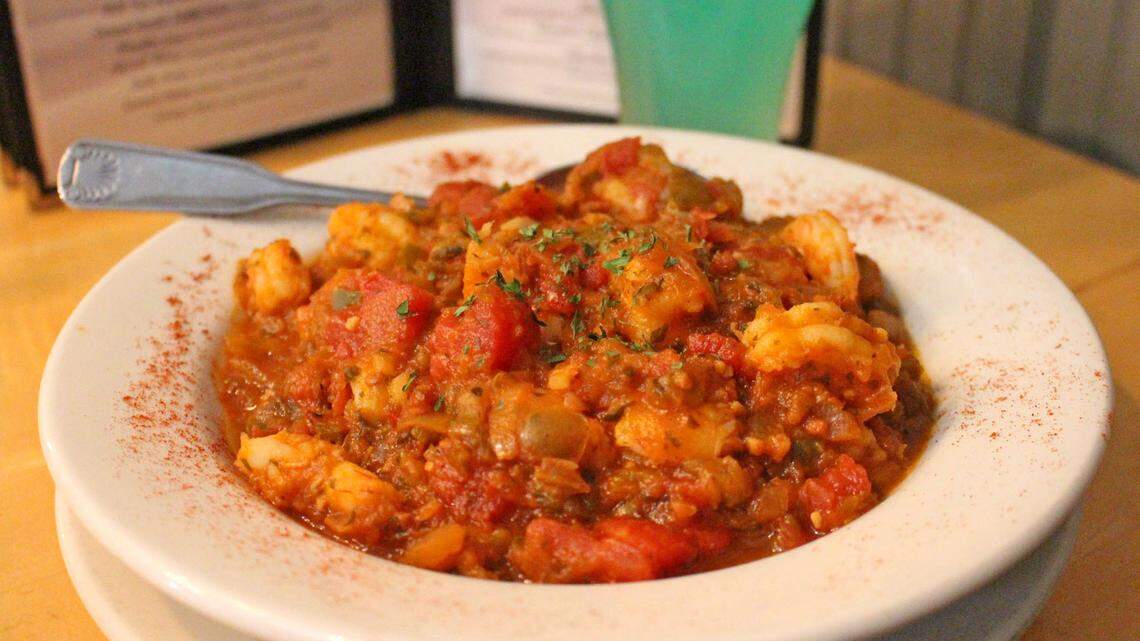 Shrimp Creole and a Pawleys Island Wave cocktail at Hanser House in Pawleys Island.