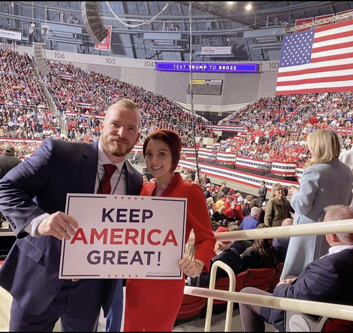 Graham Allen, left, pictured with his wife Elissa Vinzant Allen at a rally for Donald Trump.