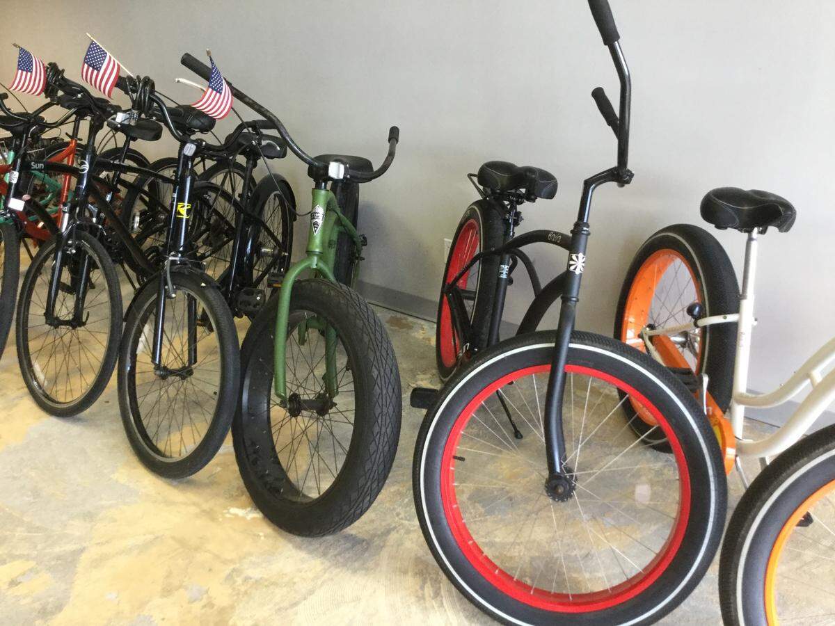 C.J. Walters and Hannah Lewis have opened Boardwalk Bikes in Myrtle Beach. The store offers bike rentals and repair. Fat tire bikes with 4-inch tires that make riding in the sand easier are available.