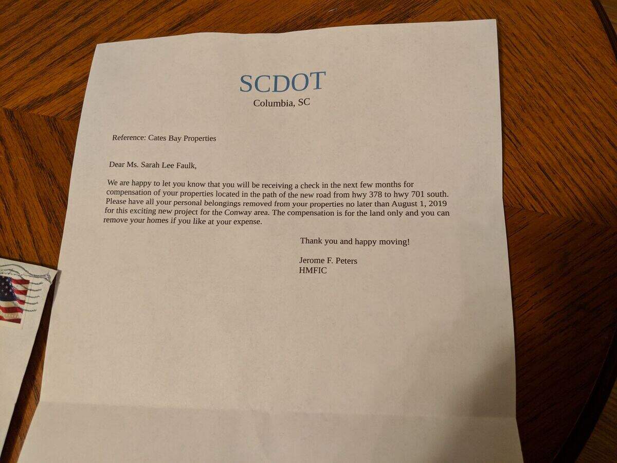 The fake letter claiming to be from SCDOT sent to a Sandridge resident.