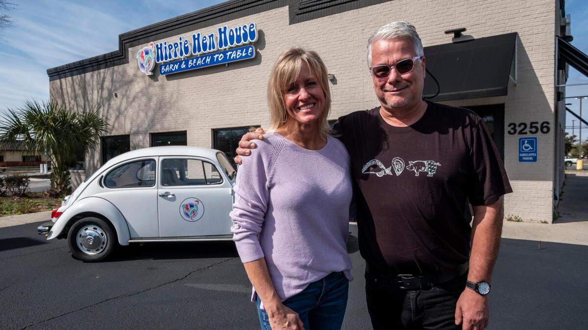 A new restaurant with an eclectic 70s and roosters theme is preparing to open in Murrells Inlet, S.C. The Hippie Hen House, launched by owners Stephen Hock and Shelly Frey, will serve “barn and beach to table” food produced locally.