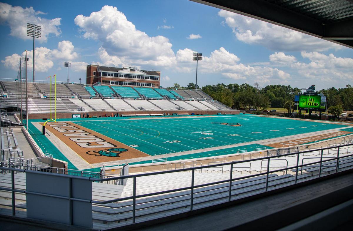 A view of Brooks Stadium and the ‘Surf Turf’ at Coastal Carolina University in Conway from a new area of expansion in 2019.