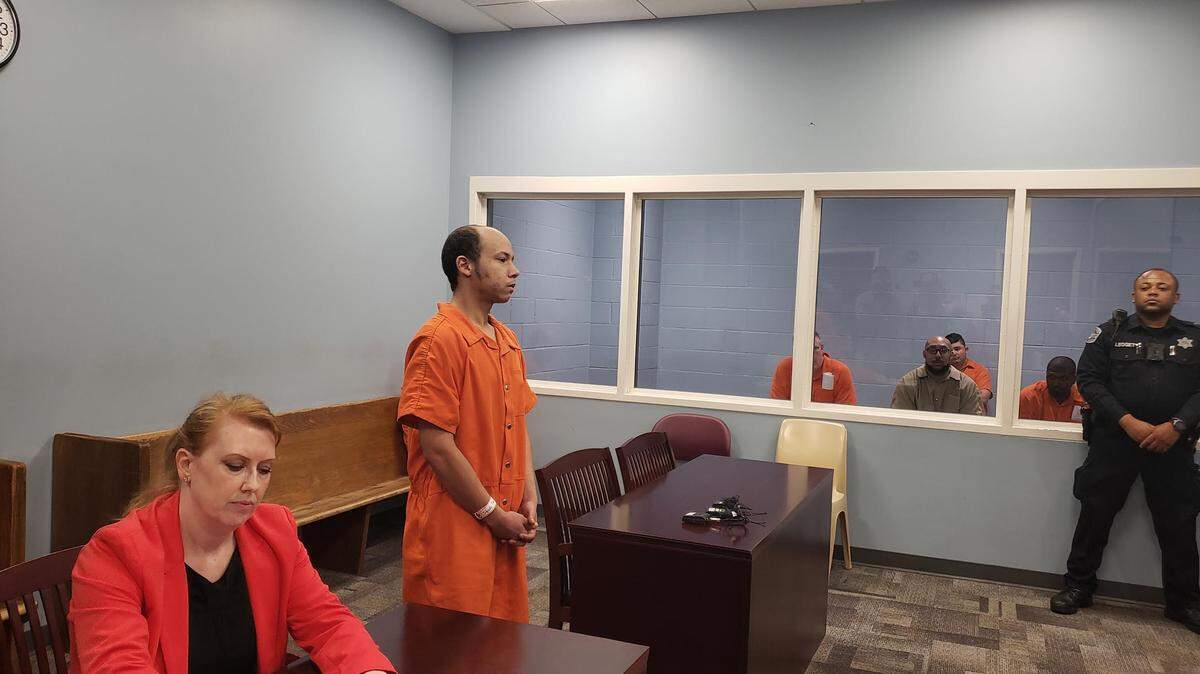 Taylor Ryan Strode appears for a bond hearing on May 23. He faces a murder charge in connection to a shooting on Greenleaf Drive.