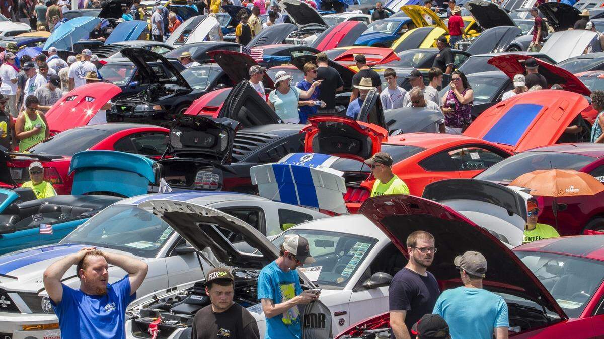 Thousands of muscle car enthusiasts have attended Mustang Week in Myrtle Beach annually since its 2001 inception. This file photo shows a large gathering at the Myrtle Beach Mall in 2013.