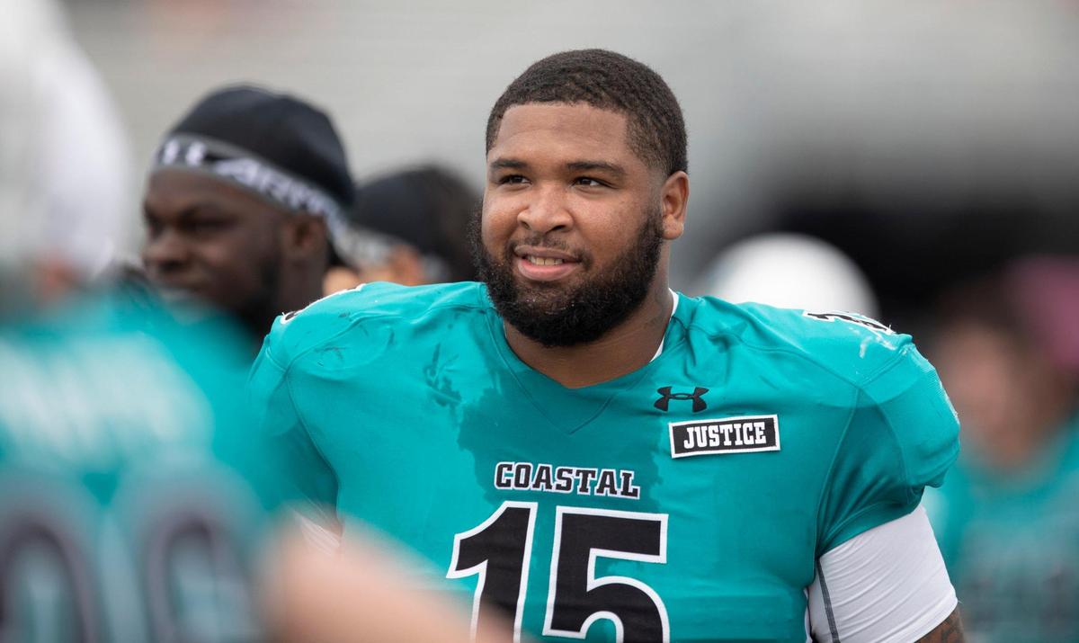 Coastal Carolina’s Jerrod Clark during Saturday’s game against Arkansas State at Brooks Stadium in Conway. October 3, 2020.