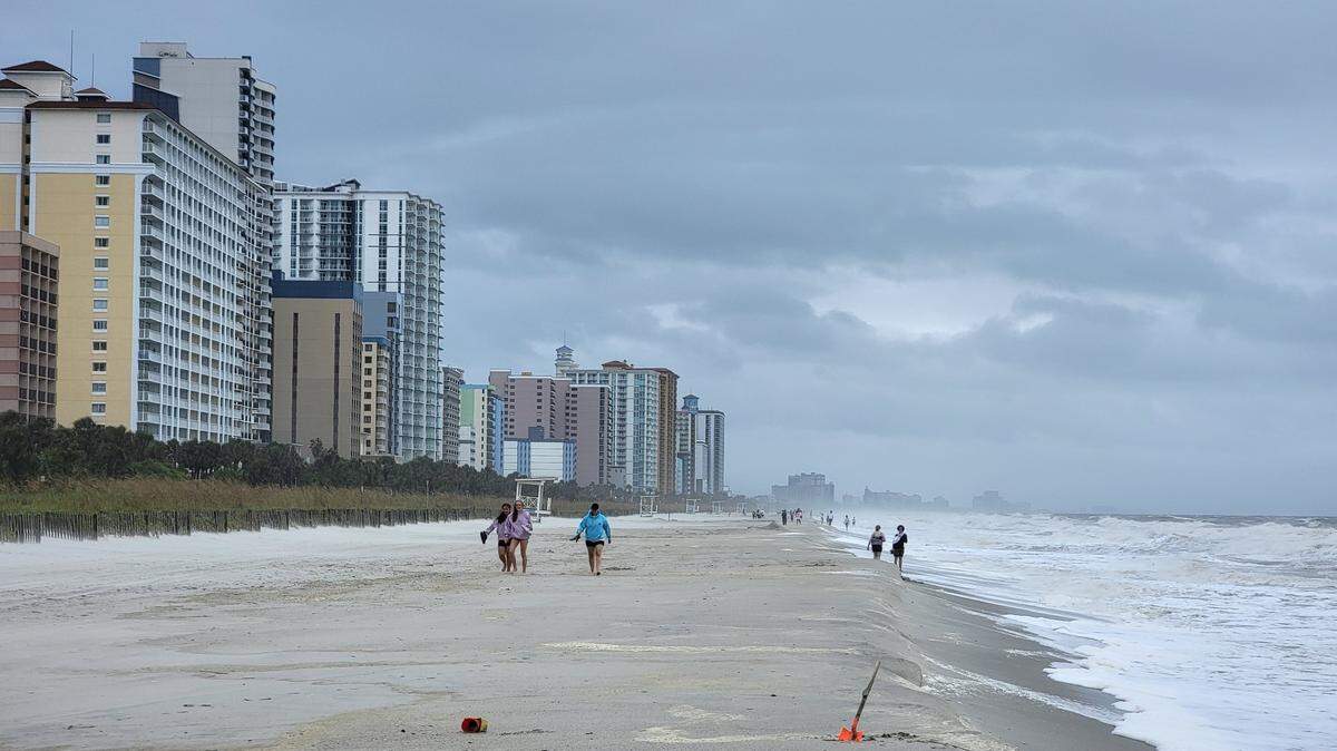 Shore in downtown Myrtle Beach on Wednesday, August 7 after strong rain and rough surf during Tropical Storm Debby.