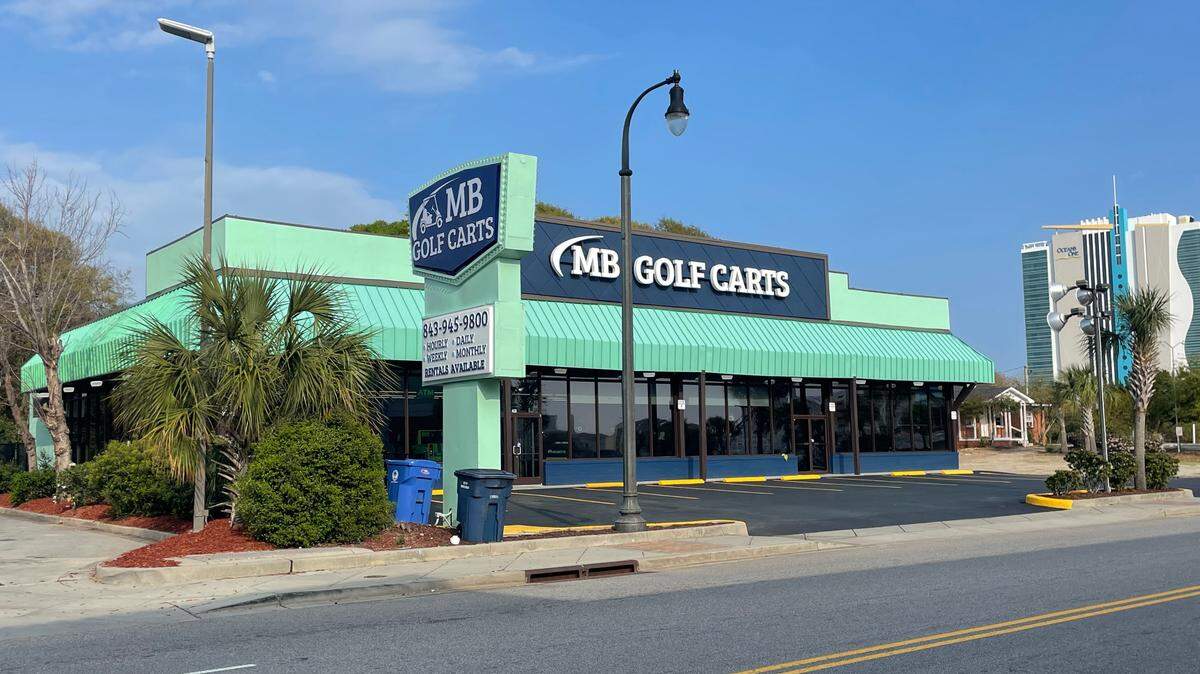 The company “Myrtle Beach Golf Carts, pictured here, is suing its competitor “Myrtle Beach Golf Cart Rentals & Sales” for trademark infringement. April 6, 2022