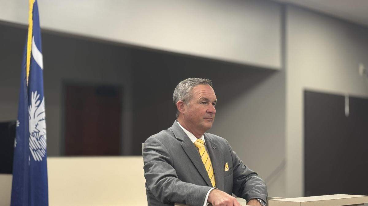 Solicitor Jimmy Richardson spoke with members of the press after the hearing for Brandon Council on Sept. 30, 2025 in Conway, SC. Council originally faced the death penalty for killing two Conway bank employees in 2017, but his sentence was commuted by then-President Joe Biden. Now, the state is requesting the death penalty again.