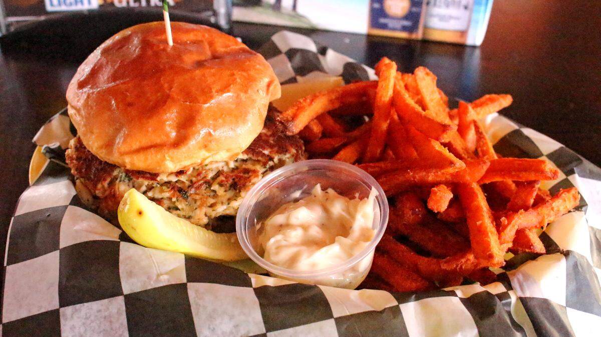 A crab cake sandwich at Buzz’s Roost.