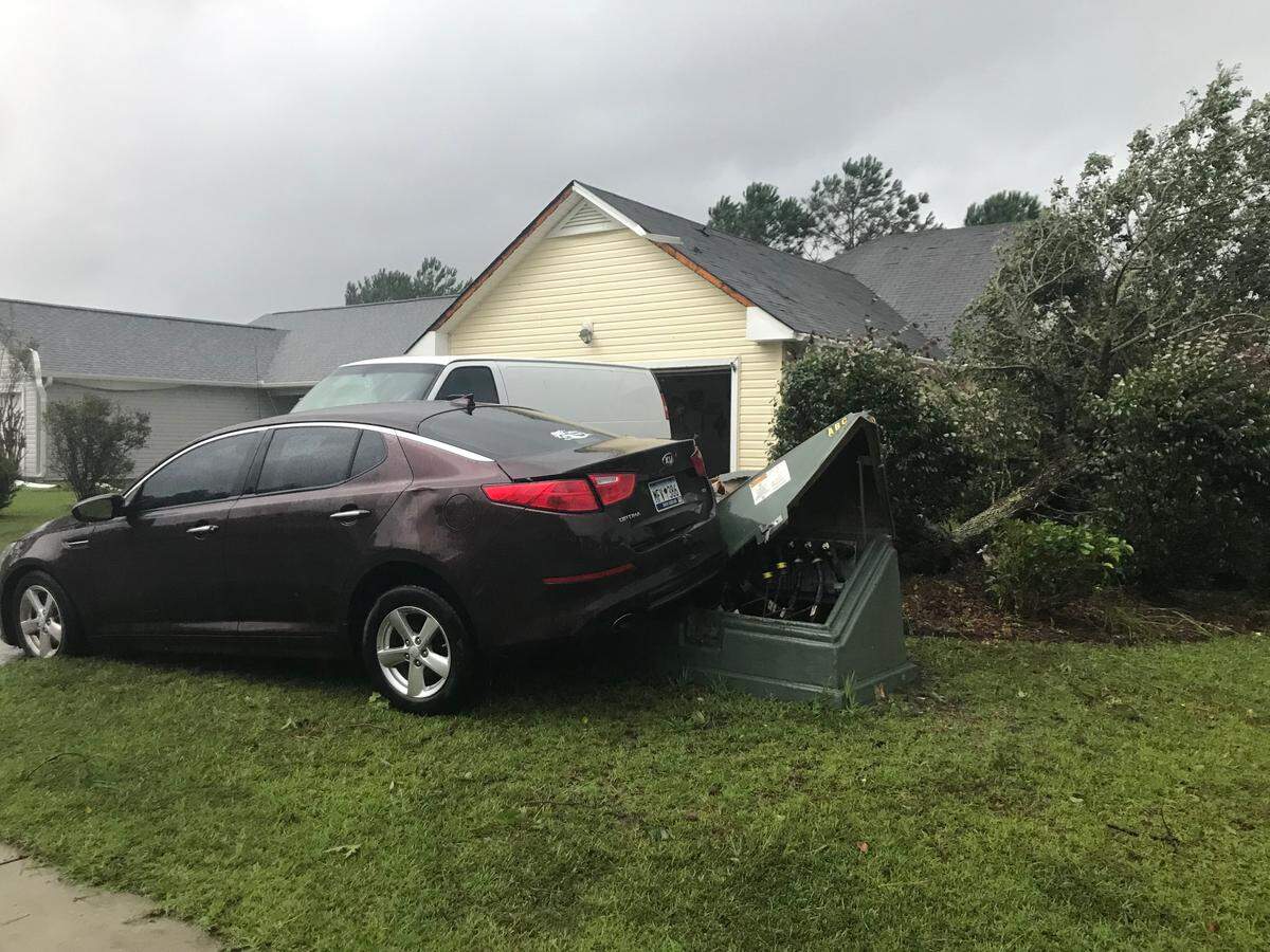 A vehicle was pushed into a possible utility box in The Retreat community off S.C. Highway 57 in Horry County.