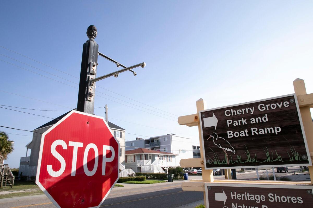 Both the North Ocean Boulevard and the 53rd Avenue sign are missing from a Cherry Grove Street. Over 150 street signs have been stolen from the roads in North Myrtle Beach this June with the Cherry Grove section missing nearly half it’s road signs. City officials believe that high school and college youths steal the signs as souvineers but say that the vandalization will cost the city approximately $20,000 to replace.