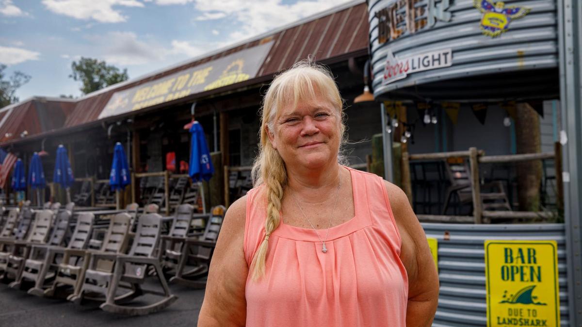 Leslye Beaver, owner of the Beaver Bar in Murrells Inlet, S.C., one of the most popular biker bars in the Myrtle Beach area. Beaver also owns locations in Ormond Beach, Florida and in Sturgis, South Dakota. Sept. 24, 2024.