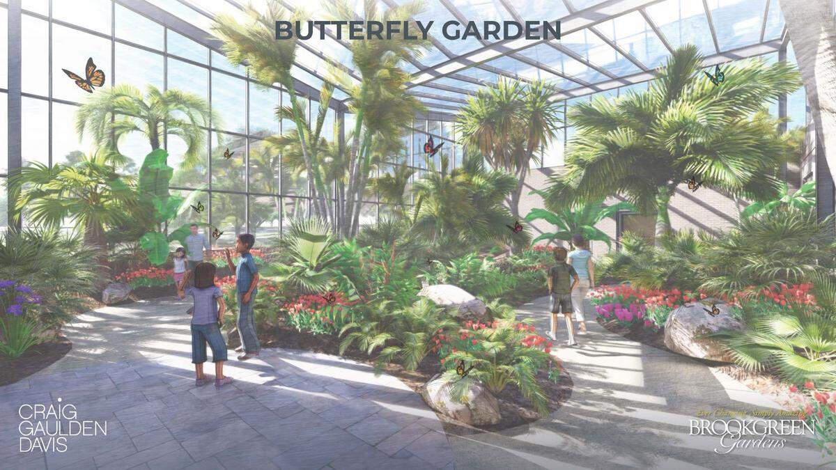 An indoor butterfly garden that will be built as part of Brookgreen Garden’s new $10 million conservatory and welcome center.