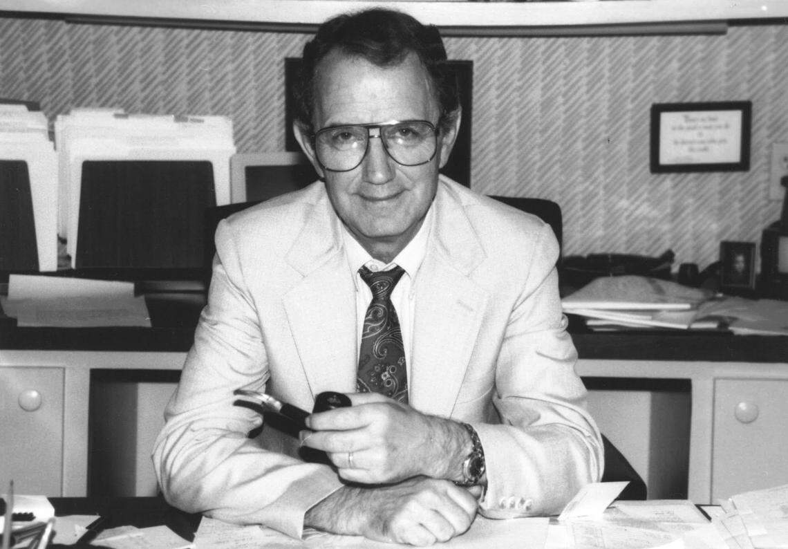Ashby Ward, the longtime leader of the Myrtle Beach Area Chamber of Commerce, pictured at his desk. Ward led the chamber from 1974 to 2003.