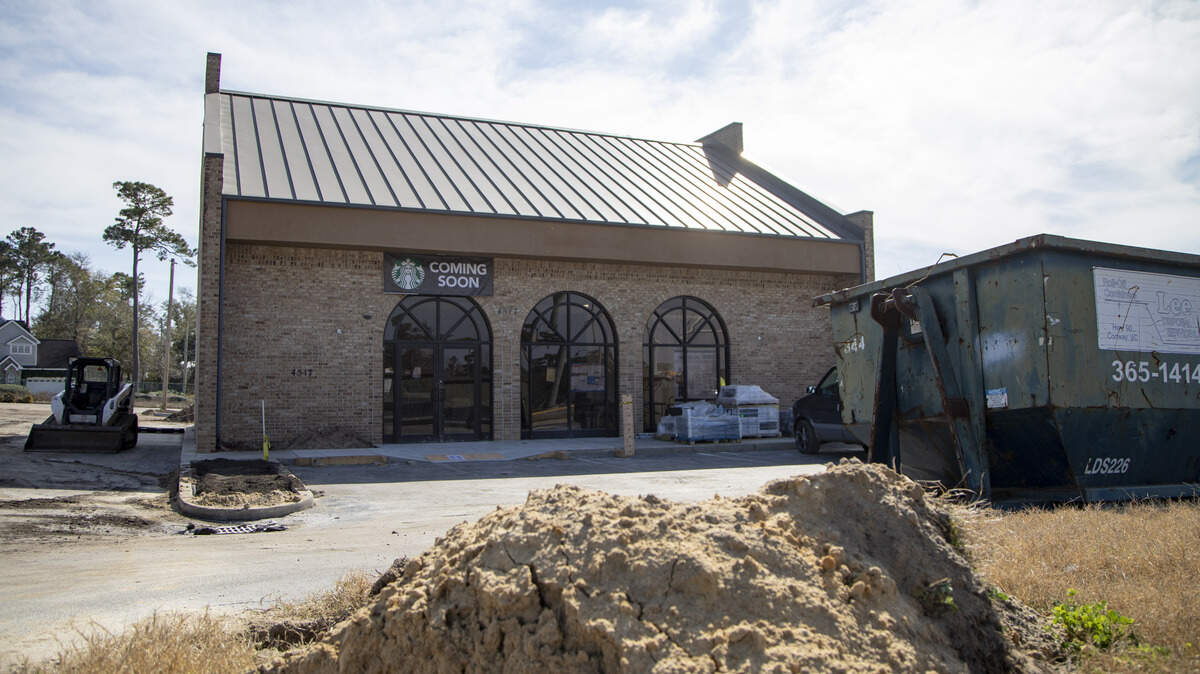 Crews work to renovate the former site of Moe’s Southwest Grill into a Starbucks.