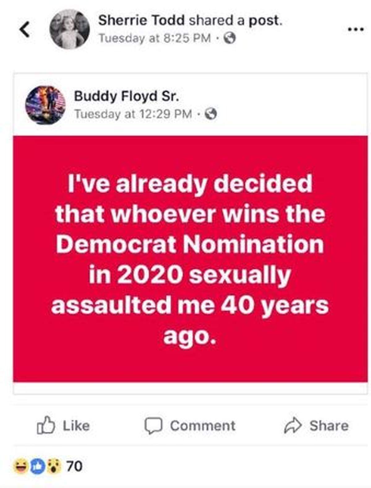 A Facebook post making light of sexual assault was shared on Horry County School Board member Sherrie Todd’s page, but she says it wasn’t her, and it has since been deleted.