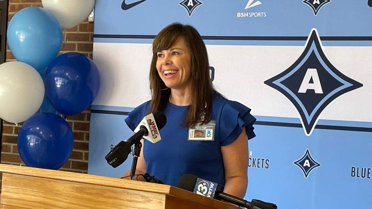 Aynor High School English teacher Reneé Atkinson talks about being named 2024 State Teacher of the Year at the school Monday morning. May 1, 2023