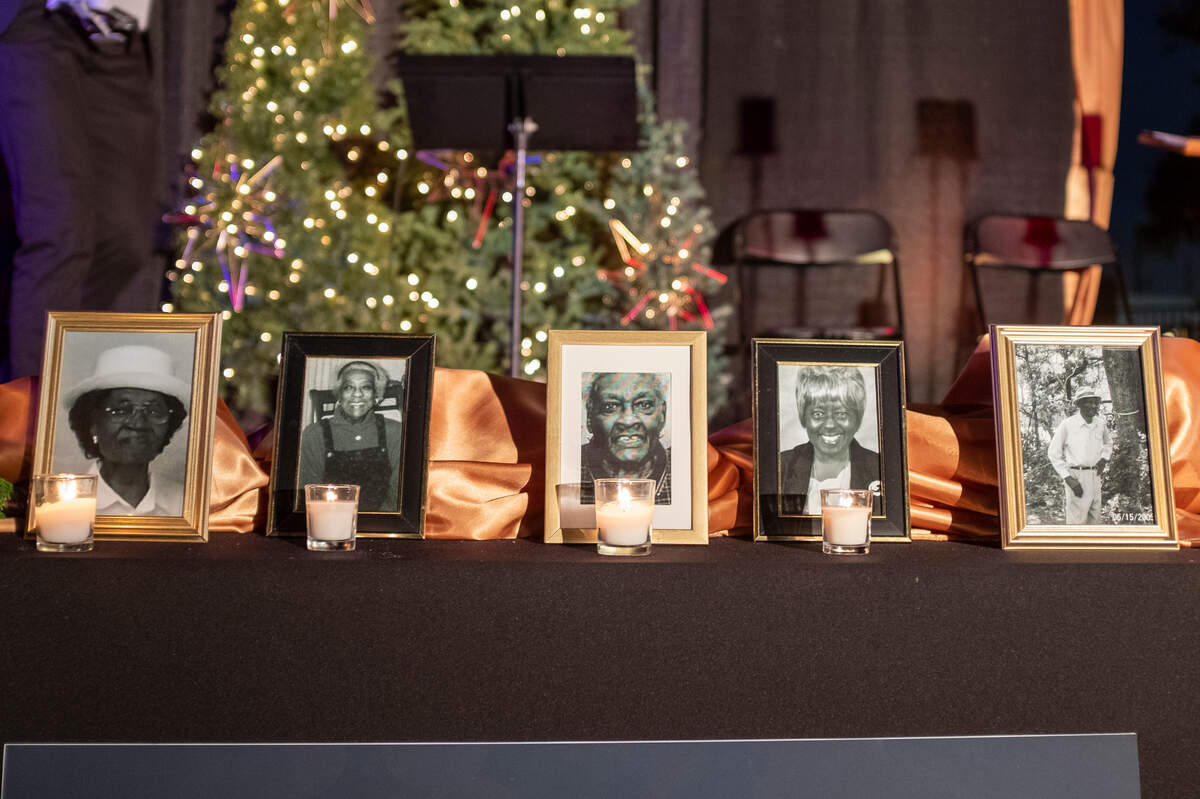 Photos of five former students at the Myrtle Beach Colored School who were honored during the vigil.