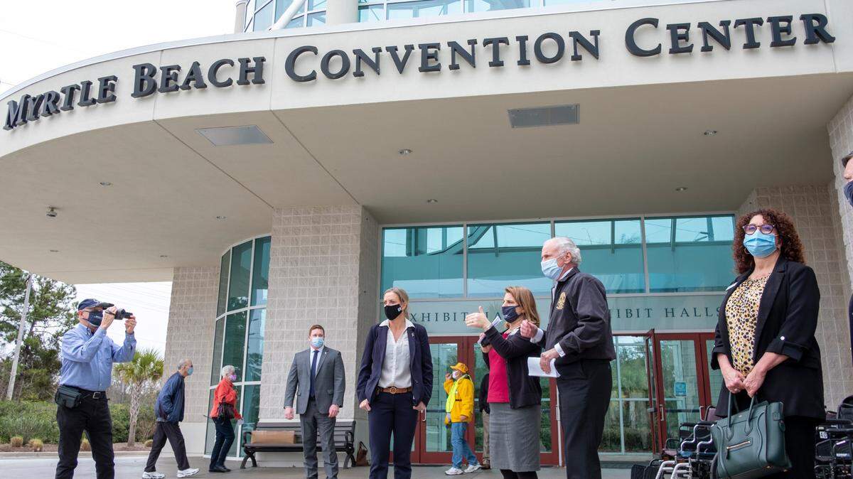 Gov. Henry McMaster toured the Myrtle Beach Convention Center with Mayor Brenda Bethune on March 2, 2021.