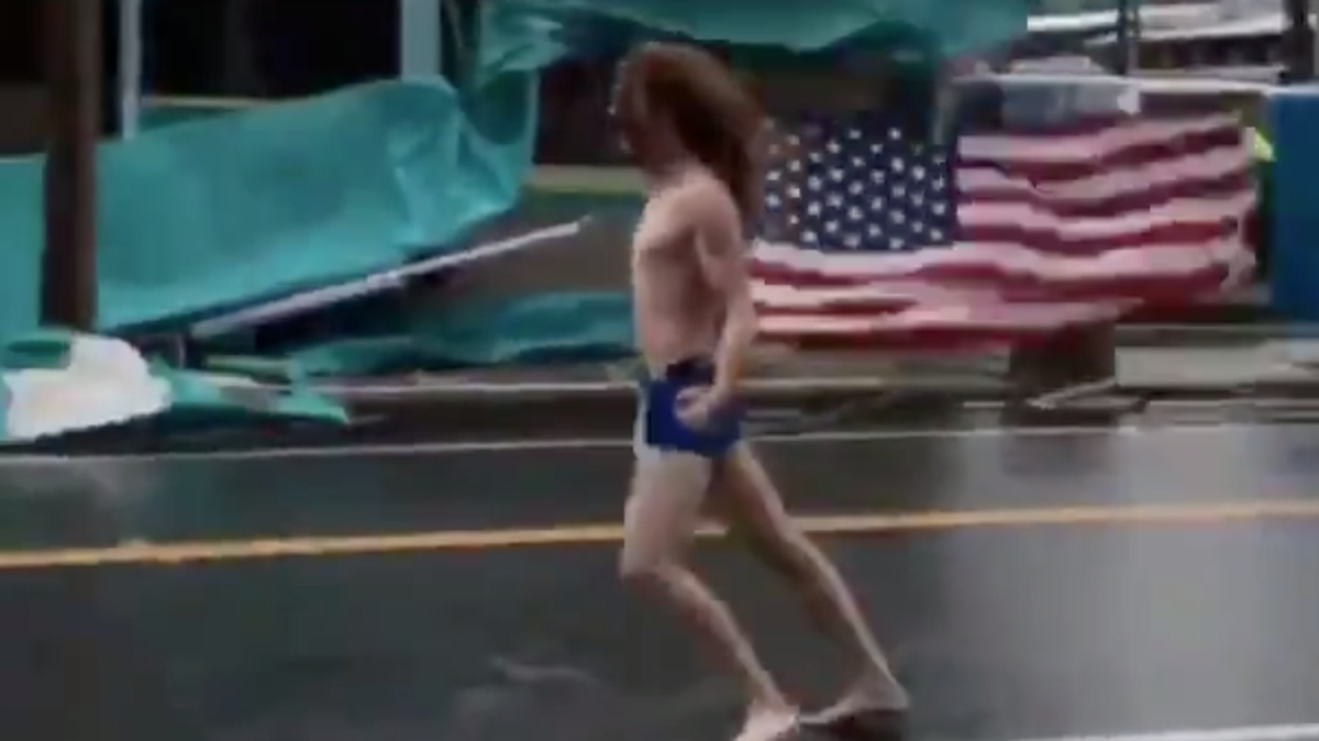 Lane Pittman, who has gone viral before for facing off against Hurricane Matthew, was caught on camera standing against Hurricane Florence in Myrtle Beach, South Carolina. He raised money on GoFundMe to afford the trip.