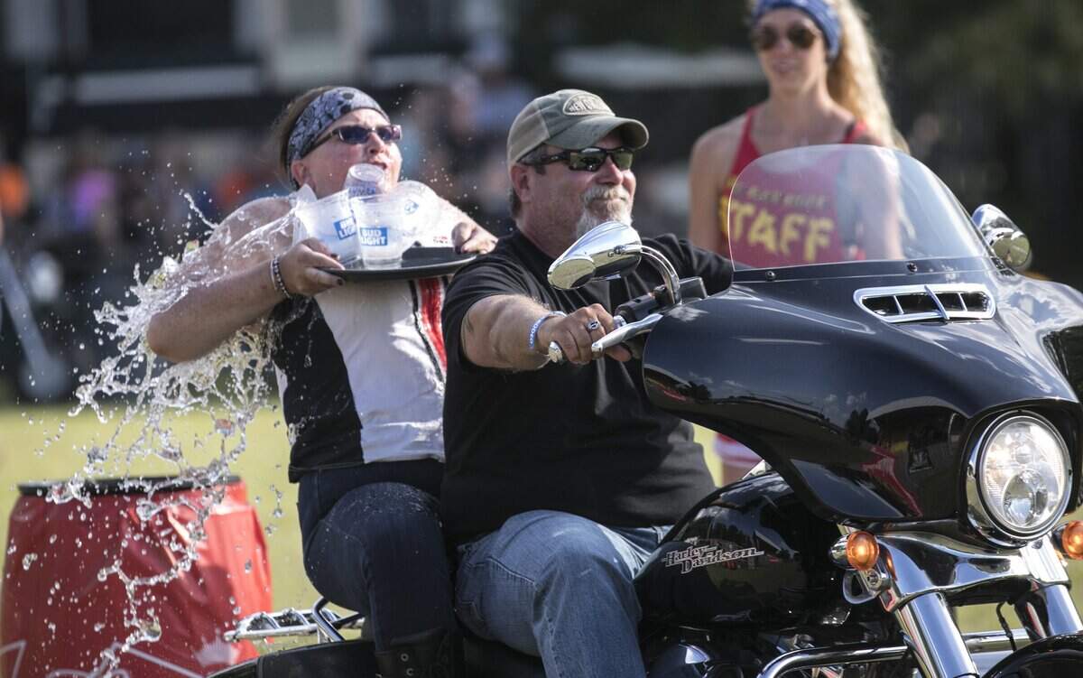 The annual motorcycle rodeos are held daily at The Rat Hole during the Myrtle Beach Spring Bike Rally with events such as the waitress, carry, keg roll, balloon toss and bite the weiner contests. May 15, 2019.
