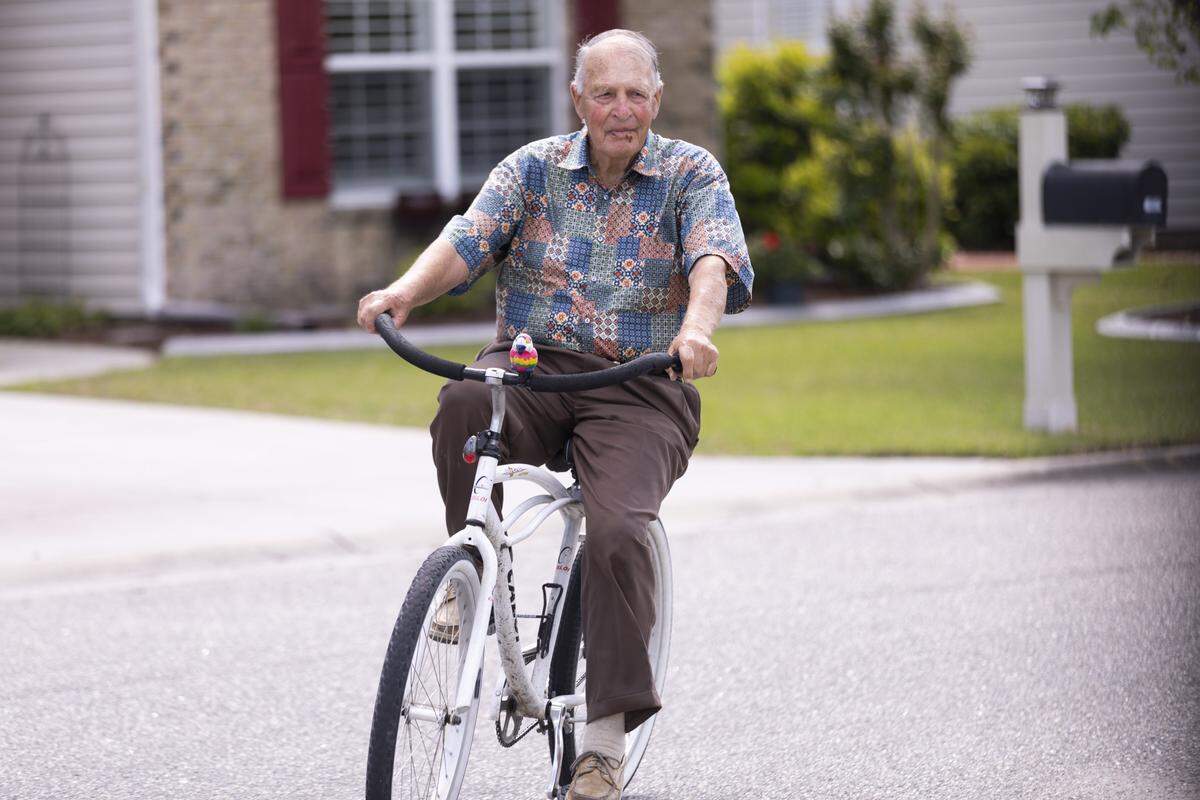 Fred Portway, an 88-year-old retiree rides his bike  dozens of miles a day around his Forestbrook neighborhood. “We’ve gone through fires, and tsunamis and earthquakes, and 9/11, World War 2, World War 1., those were in isolated areas, this is worldwide and we’re into something that is an unknown,” he said. April 8, 2020