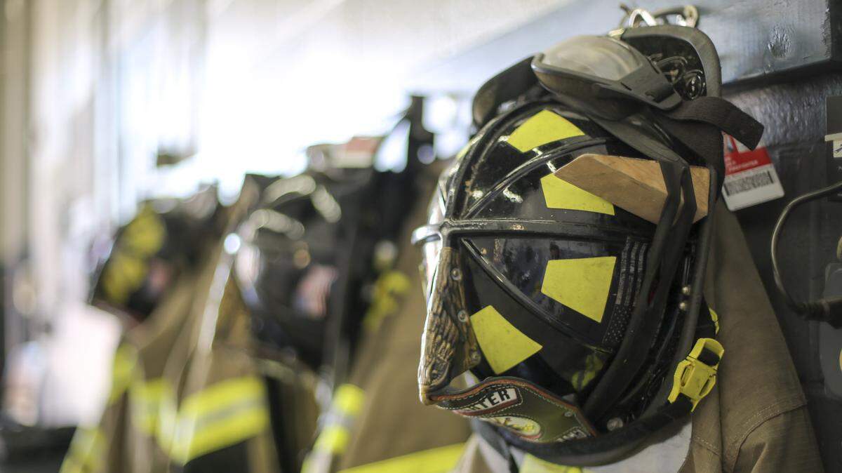 Fire gear hangs in the garage of Fire Station No. 3 in Myrtle Beach, SC.