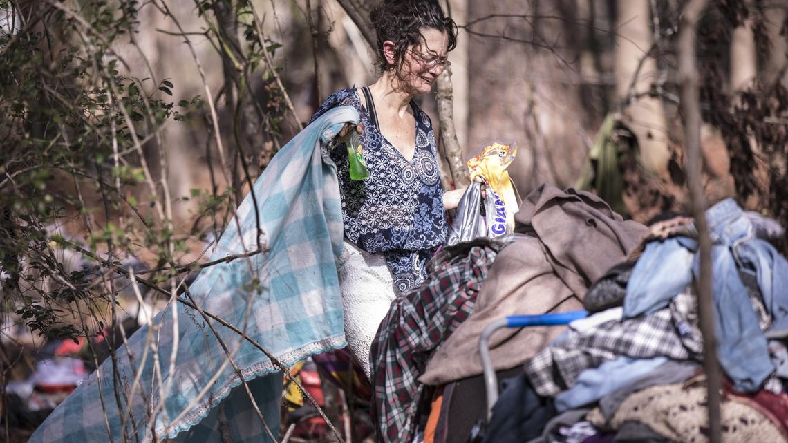 A couple were pushed from their homeless camp off Jason Boulevard when the Horry County Solid Waste Authority used heavy equipment to clean up it's property on Wednesday, Feb. 21, 2018. Mark Anthony Mencini and Sonya Jo Dunkle said they had been living on the property for six months and misunderstood signs announcing the clean up. 
"Home is where you make it, we are just having to get what we can and skedaddle," Mencini said.