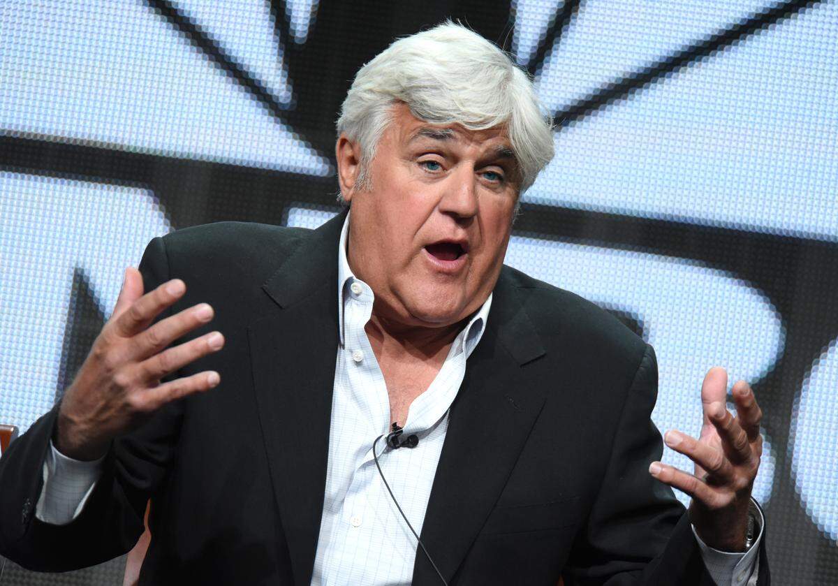 Jay Leno participates in the “Jay Leno’s Garage” panel at the 2015 The NBC Universal Summer TCA Tour at the Beverly Hilton Hotel in Beverly Hills, Calif.