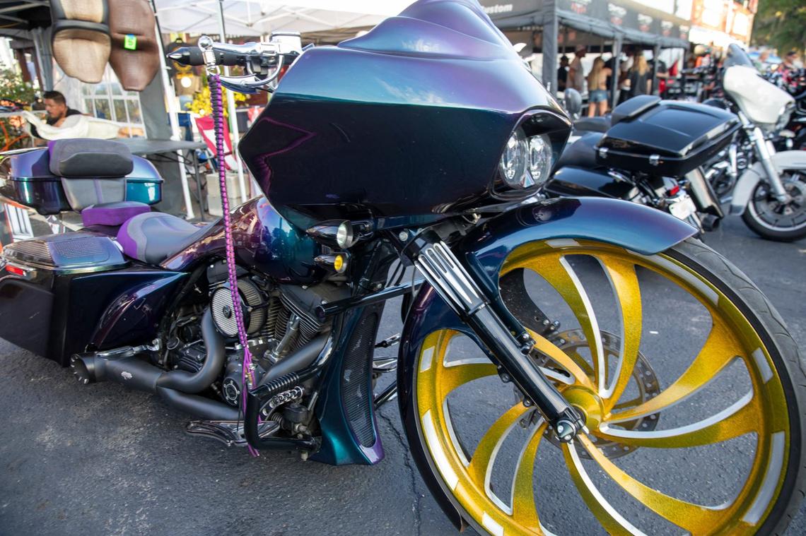 Custom motorcycles were on display at The Beaver Bar in Murrells Inlet S.C. during the 2024 Myrtle Beach Spring Rally on Thursday. May 16, 2024.