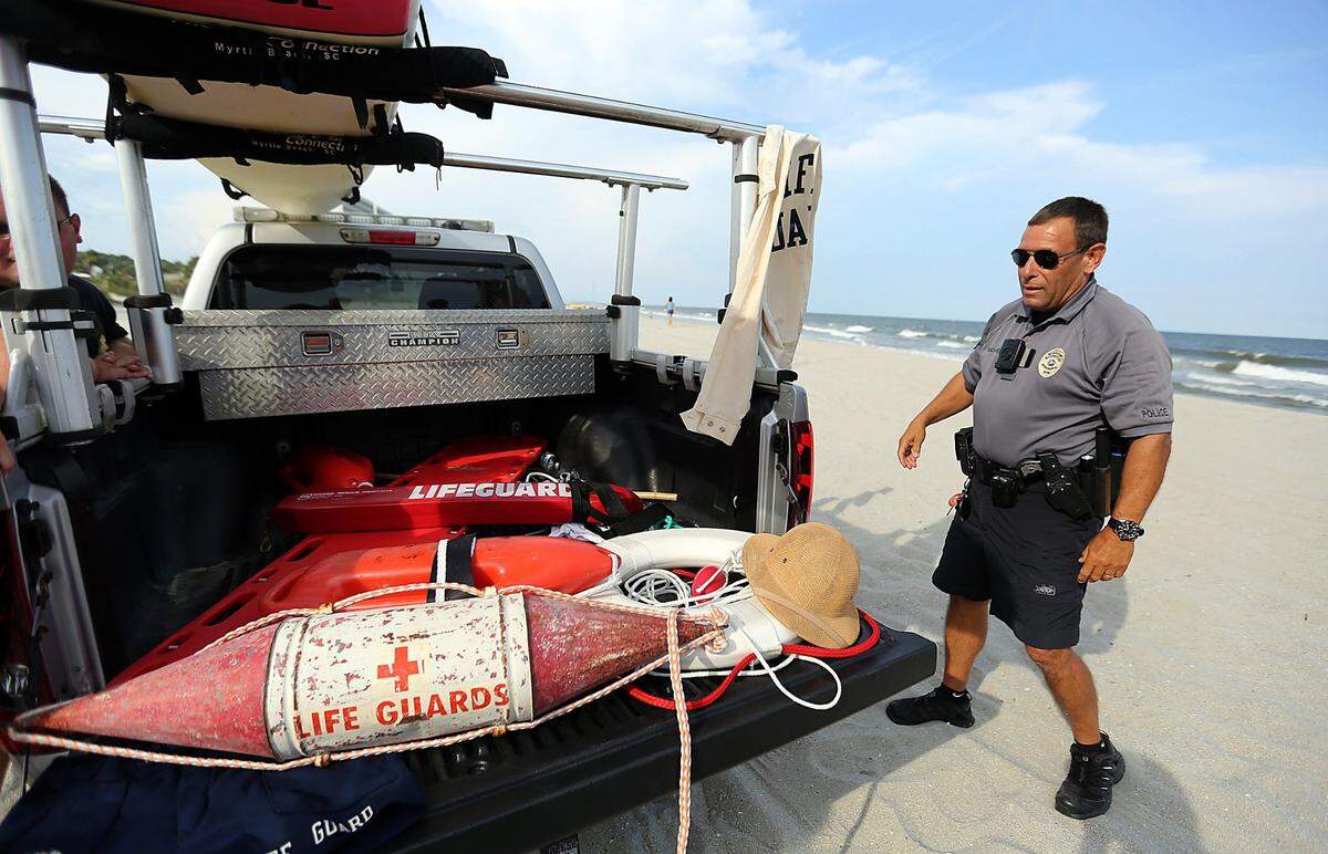 Since his early days as a beach monkey, Duke Brown has an old buoy from 50 years ago. Brown is with Horry County Police Beach Patrol.