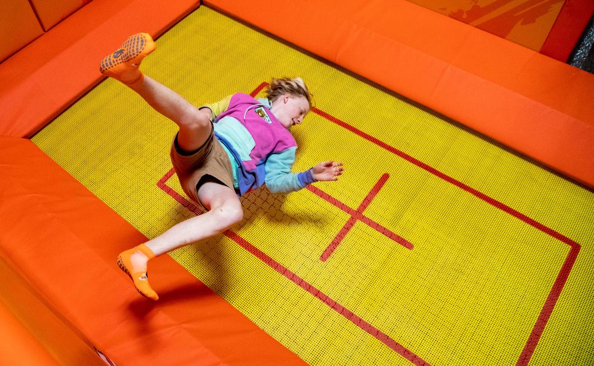 Kaden Wallace, 13, jumps on a trampoline at Big Air, a new trampoline park opening near the Market Common in Myrtle Beach.