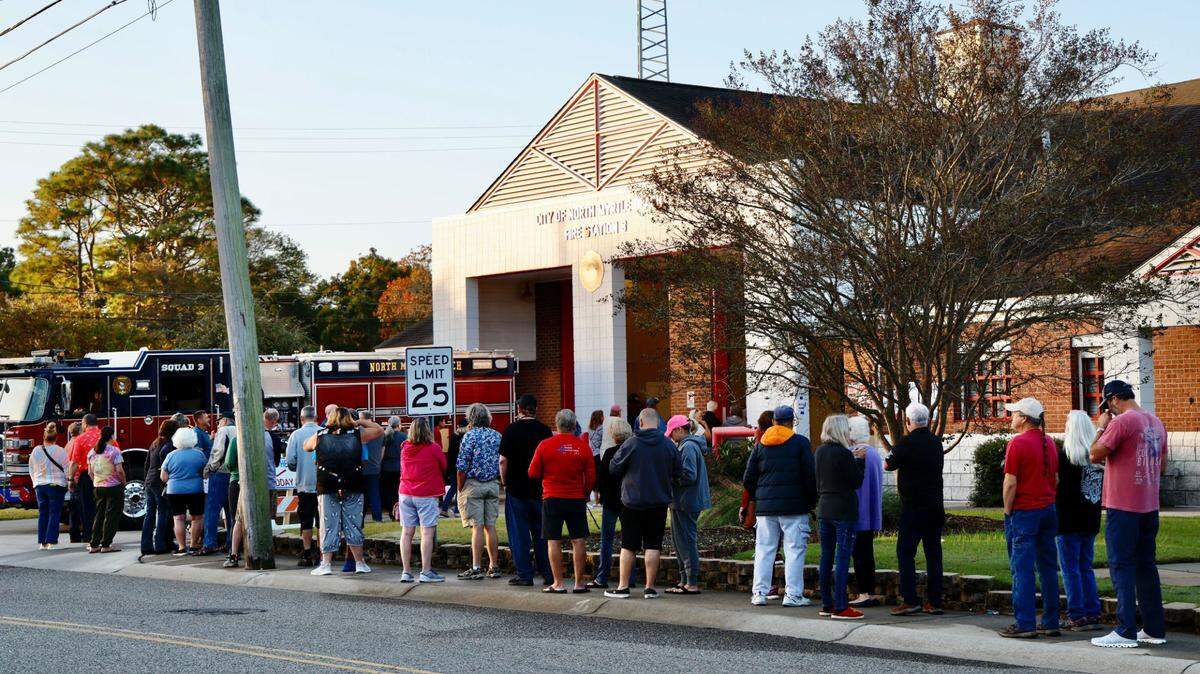 North Myrtle Beach voters line up to cast ballots on Election Day 2024.