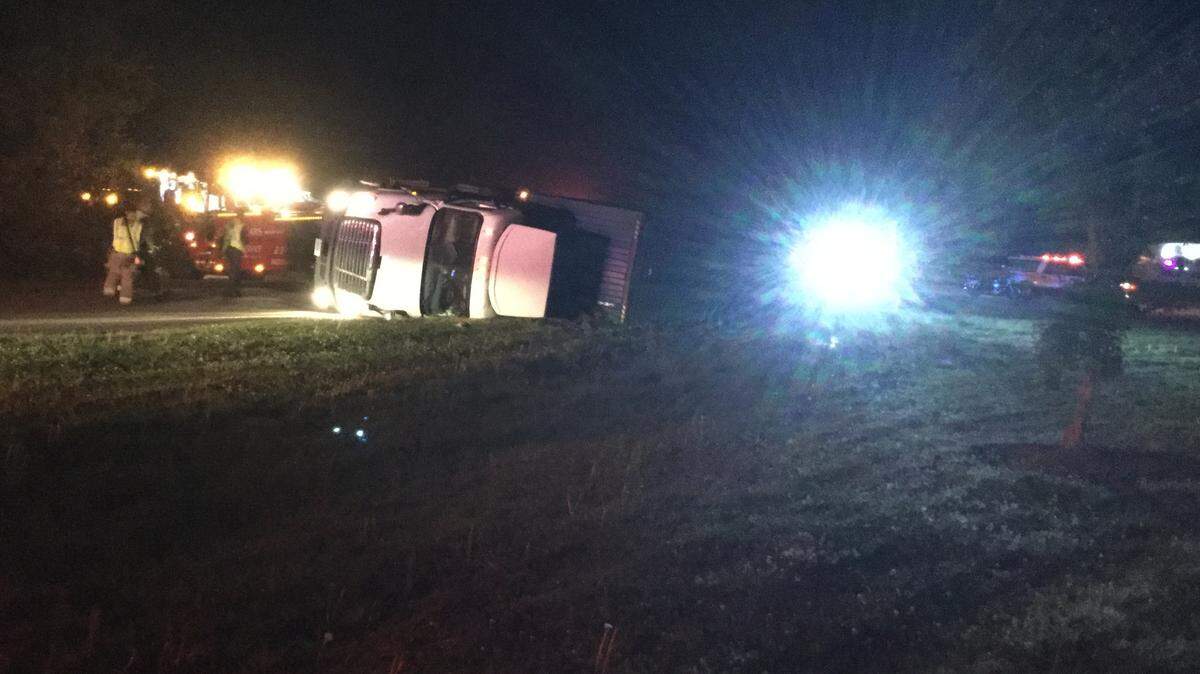 An 18-wheel truck overturned on the U.S. 501 exit on U.S. 17 South late Tuesday night, closing the off ramp.